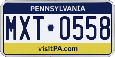 PA license plate MXT0558
