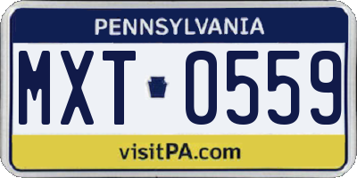 PA license plate MXT0559