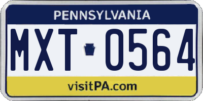 PA license plate MXT0564