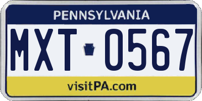 PA license plate MXT0567