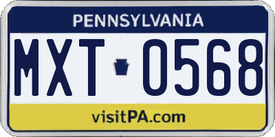 PA license plate MXT0568