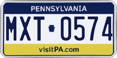 PA license plate MXT0574