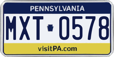 PA license plate MXT0578