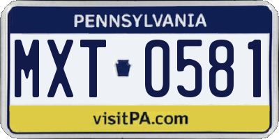 PA license plate MXT0581