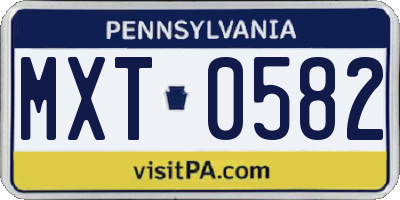 PA license plate MXT0582