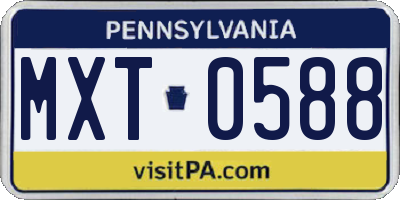 PA license plate MXT0588