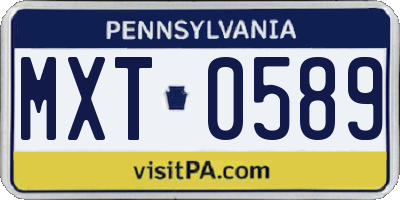PA license plate MXT0589