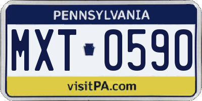 PA license plate MXT0590