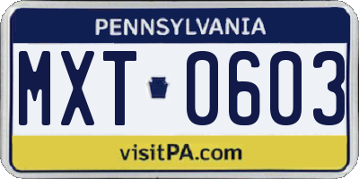 PA license plate MXT0603