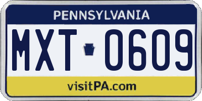 PA license plate MXT0609