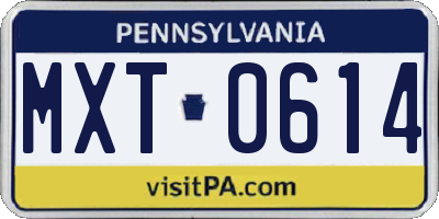 PA license plate MXT0614