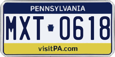 PA license plate MXT0618