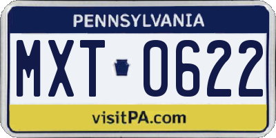 PA license plate MXT0622