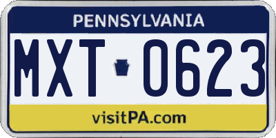 PA license plate MXT0623
