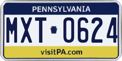 PA license plate MXT0624
