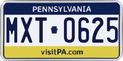 PA license plate MXT0625