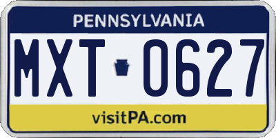 PA license plate MXT0627