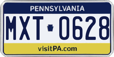 PA license plate MXT0628