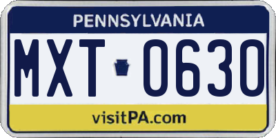 PA license plate MXT0630