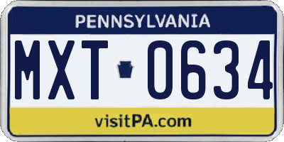 PA license plate MXT0634