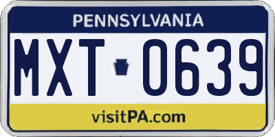 PA license plate MXT0639