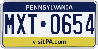 PA license plate MXT0654