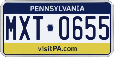 PA license plate MXT0655