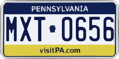 PA license plate MXT0656