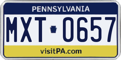PA license plate MXT0657
