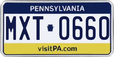 PA license plate MXT0660