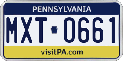 PA license plate MXT0661