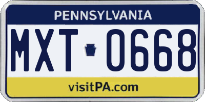 PA license plate MXT0668