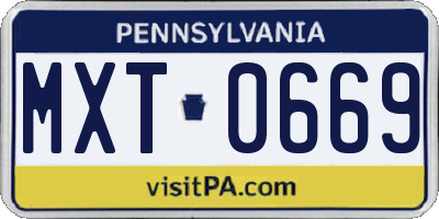 PA license plate MXT0669