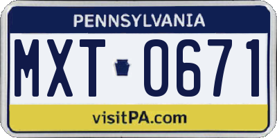 PA license plate MXT0671