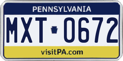 PA license plate MXT0672