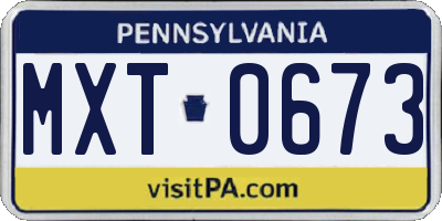 PA license plate MXT0673
