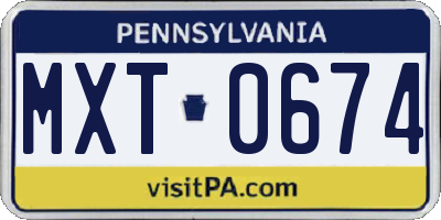 PA license plate MXT0674