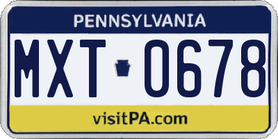 PA license plate MXT0678