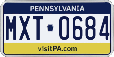 PA license plate MXT0684