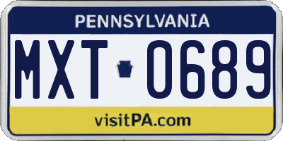 PA license plate MXT0689