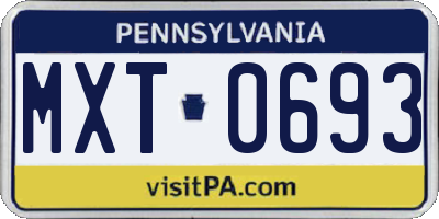 PA license plate MXT0693