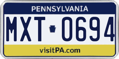 PA license plate MXT0694