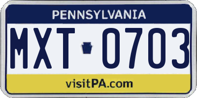 PA license plate MXT0703