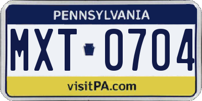 PA license plate MXT0704