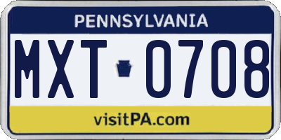 PA license plate MXT0708