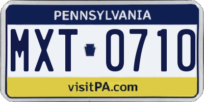 PA license plate MXT0710