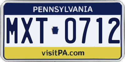 PA license plate MXT0712