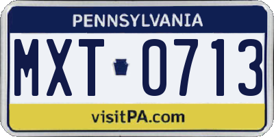 PA license plate MXT0713