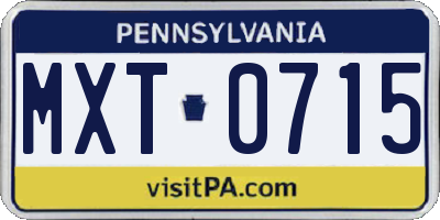 PA license plate MXT0715