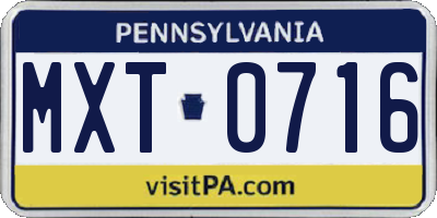 PA license plate MXT0716